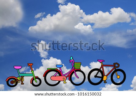 bike graphic In the sky background