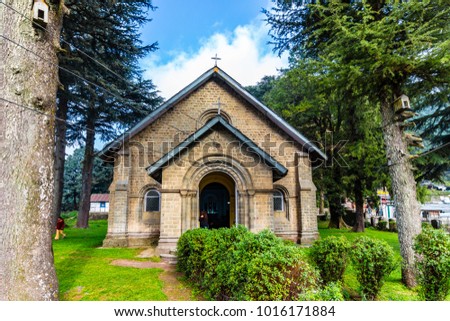 St. John's Church in Dalhousie Himachal Pradesh, India Asia. St John's Church is the oldest church in Dalhousie on Gandhi Chowk. Embodying the Victorian era, the place is popular amongst photographers Royalty-Free Stock Photo #1016171884