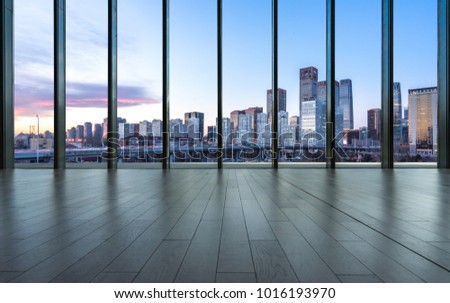 
beijing cityscape and skyline with empty glass window