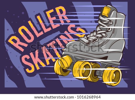 Roller Skating Design With A Classic Model Roller Skate. Vector Graphic.