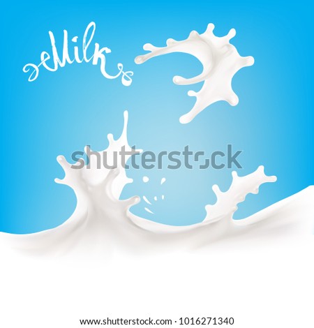 the milk flowing, in motion, splashing milk isolated vector
