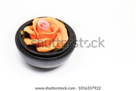 Close up Colorful aroma flower soaps on white background.