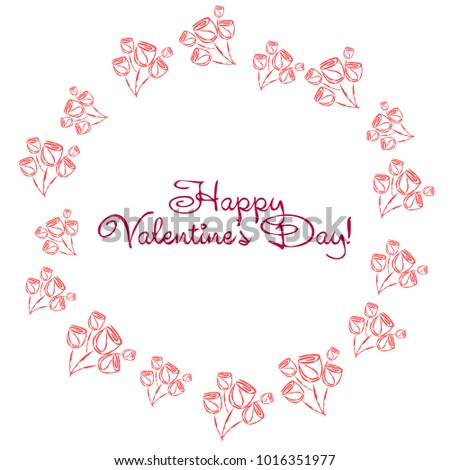Greeting card day of St. Valentine. Abstract design, roses, flowers, hearts, gifts, vector.