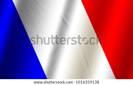 Authentic colorful textile flag of France