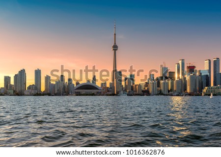 Toronto skyline at sunset - Toronto, Ontario, Canada.  