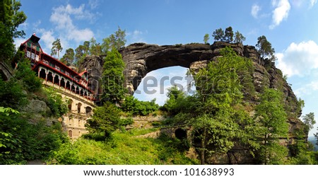 View of Pravcicka brana - the biggest natural gate in Europe. Royalty-Free Stock Photo #101638993
