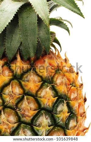 ripe pineapple on white background