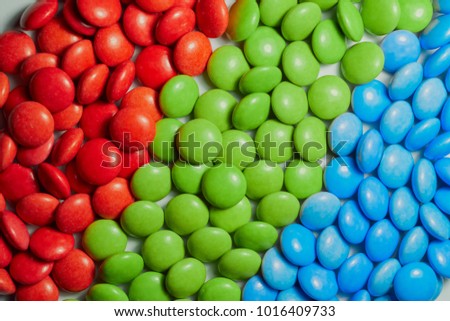 Closeup chocolate candies in the RGB color