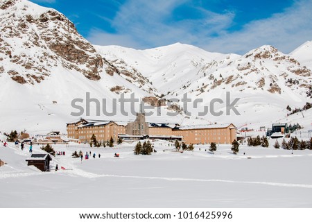 valley of Nuria in Catalonia snow Royalty-Free Stock Photo #1016425996