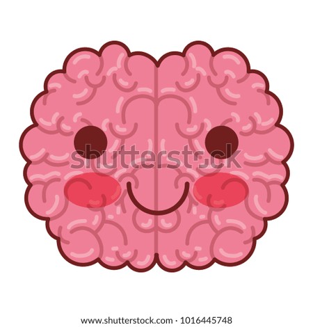 brain character with calm expression in colorful silhouette with brown contour