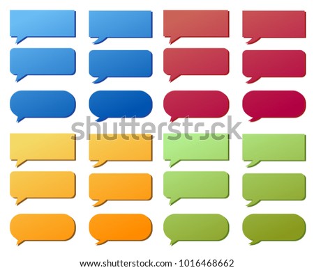 Dialogue box in yellow, red, blue and green color. Vector graphic.