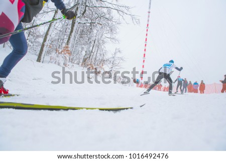 Nordic ski athlete, winter sport photo, active time