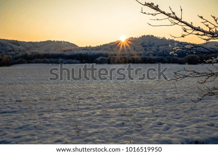 View on sunset over Harz mounatain - Germany