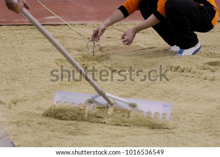athletics Triple Jump measured Royalty-Free Stock Photo #1016536549