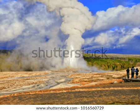 Old Faithful in Yellowstone (Wyoming, United States) is beautiful, yet scary knowing it is part of a super volcano. Watch the billowing steam and boiling water