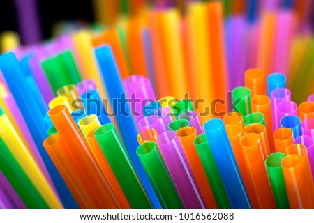 Mixed vivid color of straw stick Royalty-Free Stock Photo #1016562088