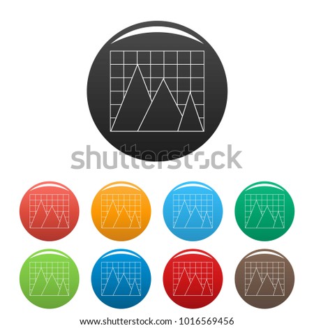 Business chart icons color set isolated on white background for any web design