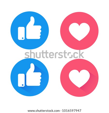 New like and love icons of Empathetic Emoji Reactions, printed on paper.Vector social media Illustration  Royalty-Free Stock Photo #1016597947