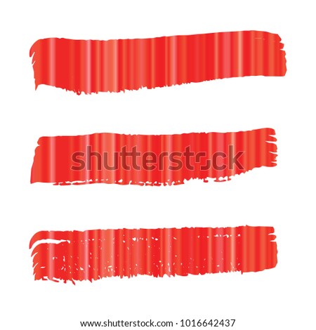 Set of Hand Painted Red Stripe Brush Strokes. Vector Grunge Brushes. Vector Frame For Text Modern Art Graphics For Hipsters. Dirty Artistic Creative Design Elements. Perfect For Logo, Banner.