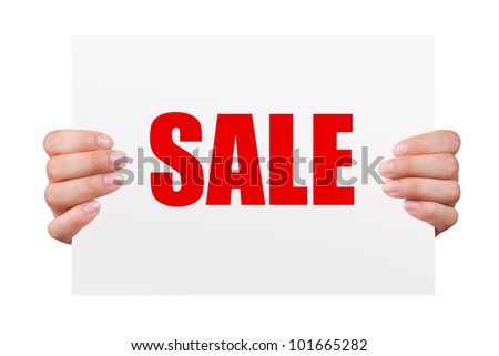  Advertising message in the hands of a white background