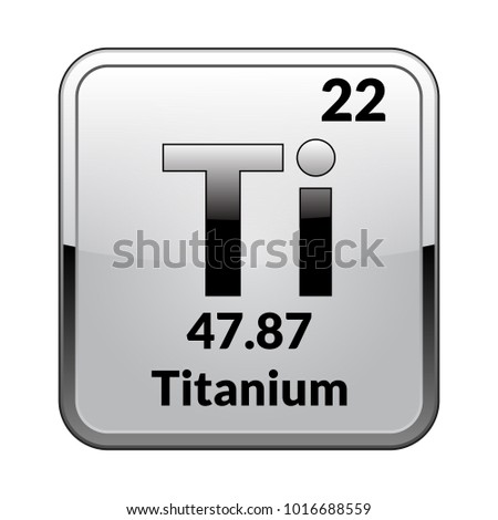 Titanium symbol.Chemical element of the periodic table on a glossy white background in a silver frame.Vector illustration. Royalty-Free Stock Photo #1016688559