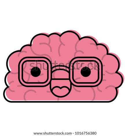 brain character with glasses and cheerful expression in watercolor silhouette