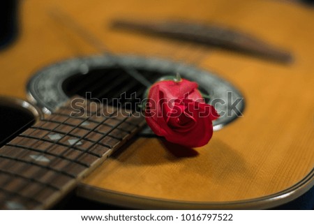 Roses placed on the guitar.