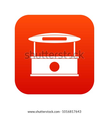 Shopping counter with tent icon digital red for any design isolated on white vector illustration