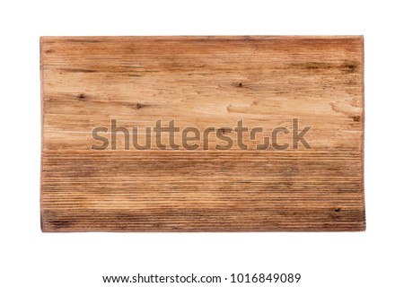 Rectangular piece of wood with a natural texture, pattern. Isolated on white background Royalty-Free Stock Photo #1016849089