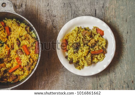 pilaf - rice with meat and spices
