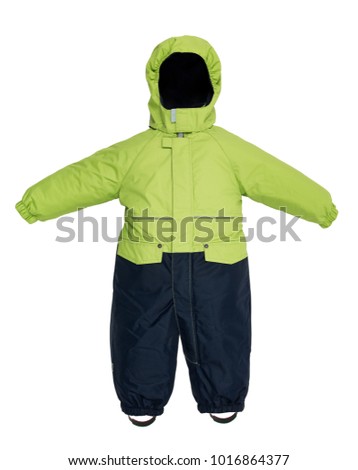 Childrens snowsuit fall on a white background Royalty-Free Stock Photo #1016864377