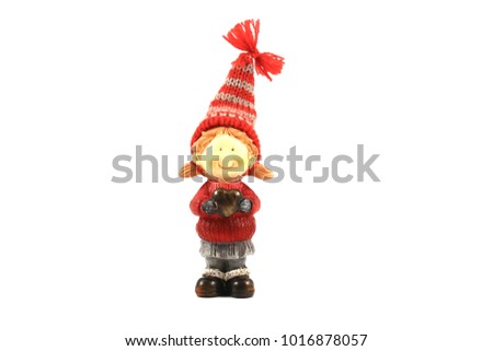 Christmas toy elf isolated on the white background. 