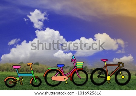 bike graphic In the sky background