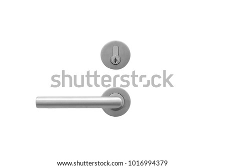 Metal door handle lock  isolated on white Royalty-Free Stock Photo #1016994379