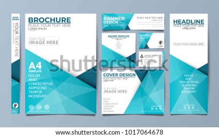 Blue corporate identity set flyer cover business brochure vector design, Leaflet advertising abstract background, Modern poster magazine layout template, Annual report for presentation.