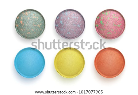 Circle color Eye shadows on white background. Collection.