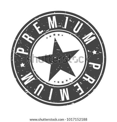 Premium Quality Original Stamp Design Vector Art Round Symbol Star Icon Badge.