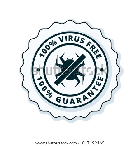 100% Virus Free Guarantee label illustration