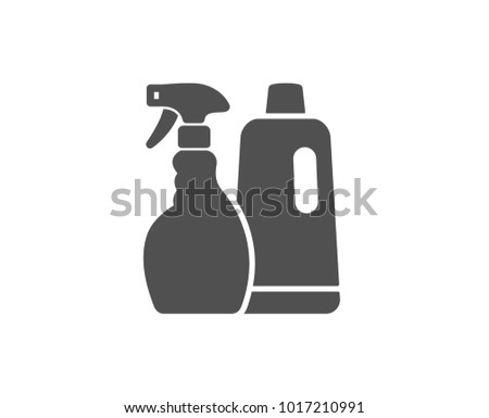 Cleaning spray and Shampoo simple icon. Washing liquid or Cleanser symbol. Housekeeping equipment sign. Quality design elements. Classic style. Vector