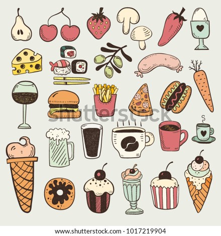 Hand drawn food objects