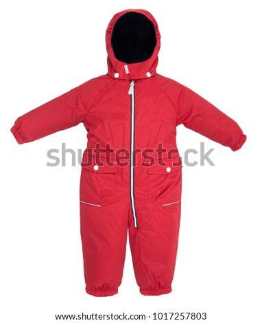 Childrens snowsuit fall on a white background Royalty-Free Stock Photo #1017257803