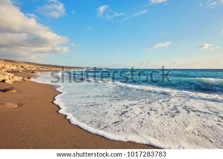Cyprus - Mediterranean Sea coast. Lara Beach in Paphos district. Royalty-Free Stock Photo #1017283783
