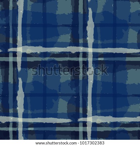 Tartan. Seamless Grunge Background with Hand Painted Crossing Stripes for Wallpaper, Linen, Sportswear. Rustic Check Texture. Vector Seamless Plaid. Scottish 
Ornament