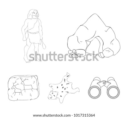 Ancient, world, stone age .Stone age set collection icons in outline style vector symbol stock illustration web.