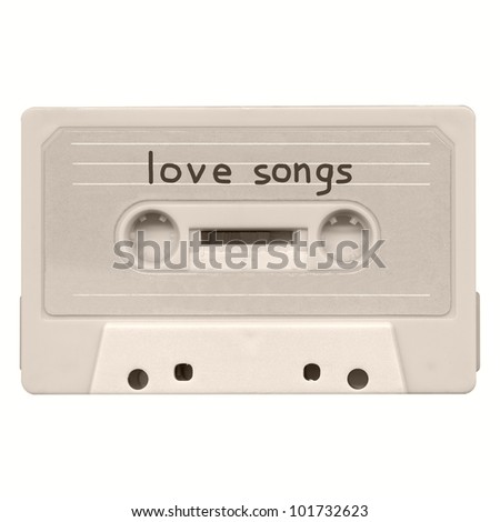 Magnetic tape cassette mixtape of love songs