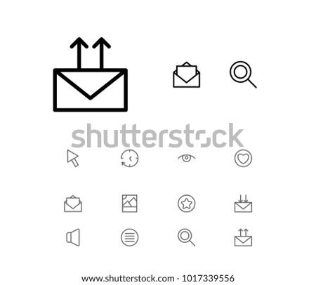 Internet icons set with clock, eye and heart elements. Set of internet icons and time concept. Editable vector elements for logo app UI design.
