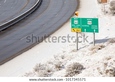 Highway 550 / 160 in Colorado in the wintertime