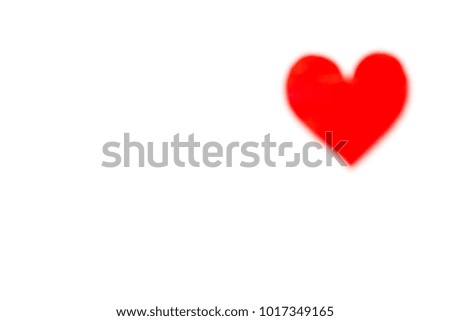 Abstract blur of Paper red heart with White Pastel plastic texture background. Valentine concept. Minimal concept. Copy space