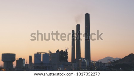 Power station in Hong Kong at sunset 