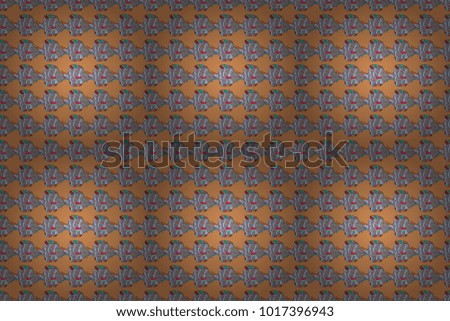 Raster illustration. Cute fish. Seamless pattern with fish. Kids background.Fishes on orange, gray and blue.